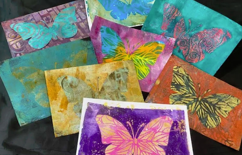 gelli plate printing with stencils